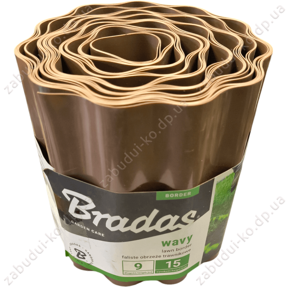 Бордюр хвилястий Bradas 9м х 15см Коричневий Бордюр хвилястий Bradas 9м х 15см Коричневий