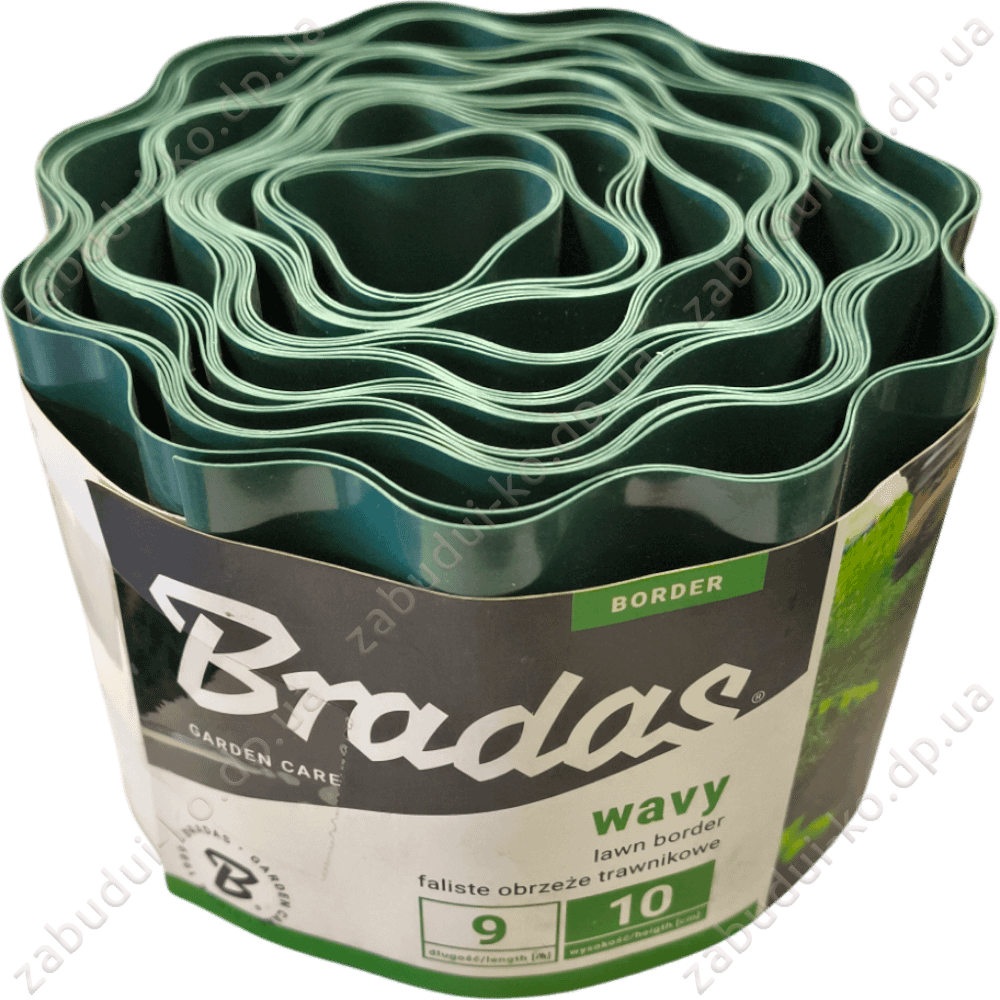 Бордюр хвилястий Bradas 9м х 10см Зелений Бордюр хвилястий Bradas 9м х 10см Зелений